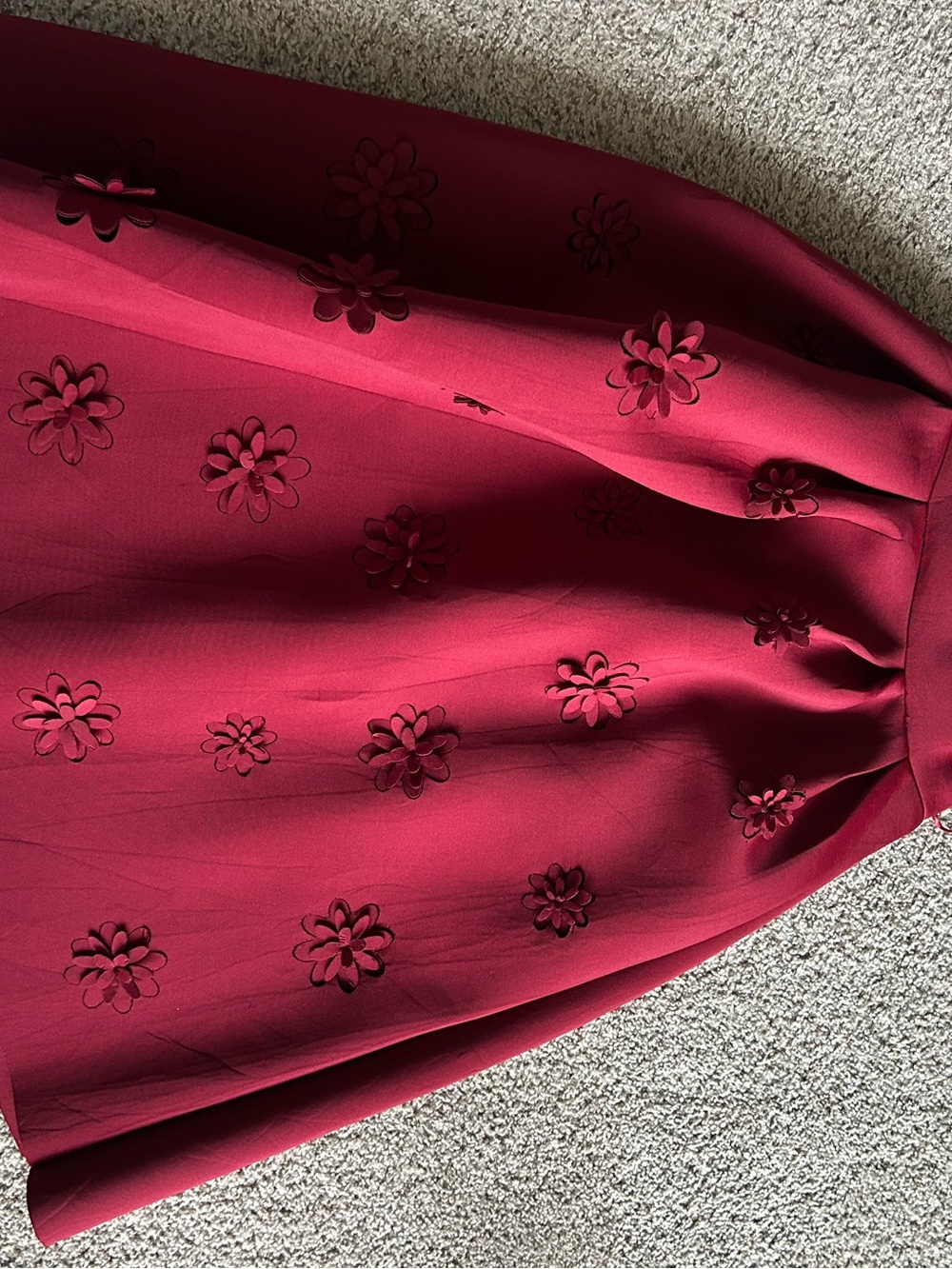 Splash Burgundy Floral Appliqué Maxi Skirt